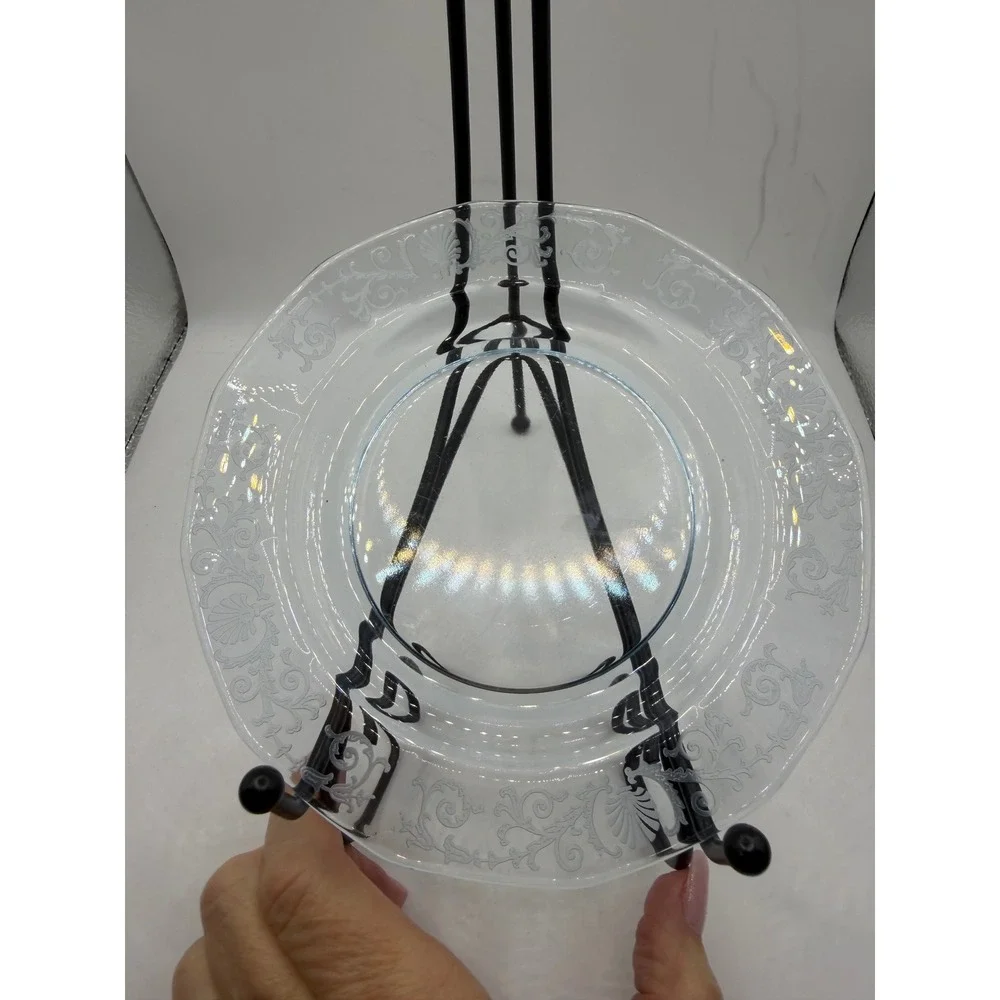 Vintage Fostoria Azure Versailles Pattern glass bread plates set of 5